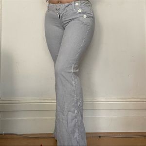 Black and white striped boot cut pants